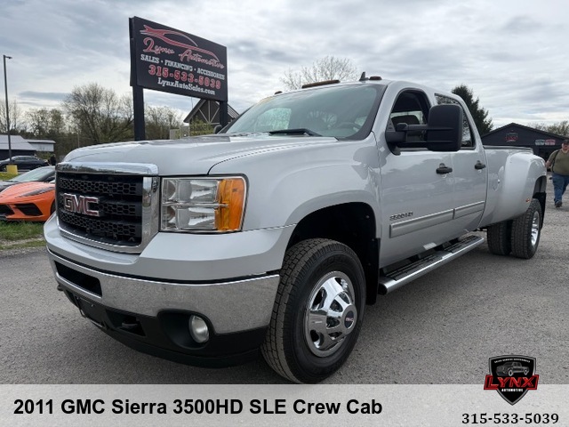 Silver 2011 GMC Sierra 3500HD SLE Crew Cab LB 4WD Pickup Truck Four-Wheel Drive Automatic